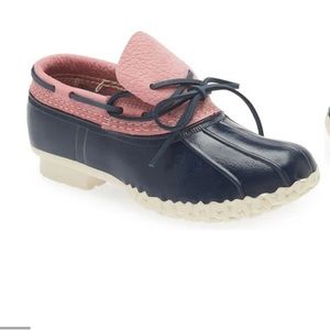 L.L.Bean Women's Bean Boots, Rubber Moc Field Rose/Bright Navy/Natural size 8